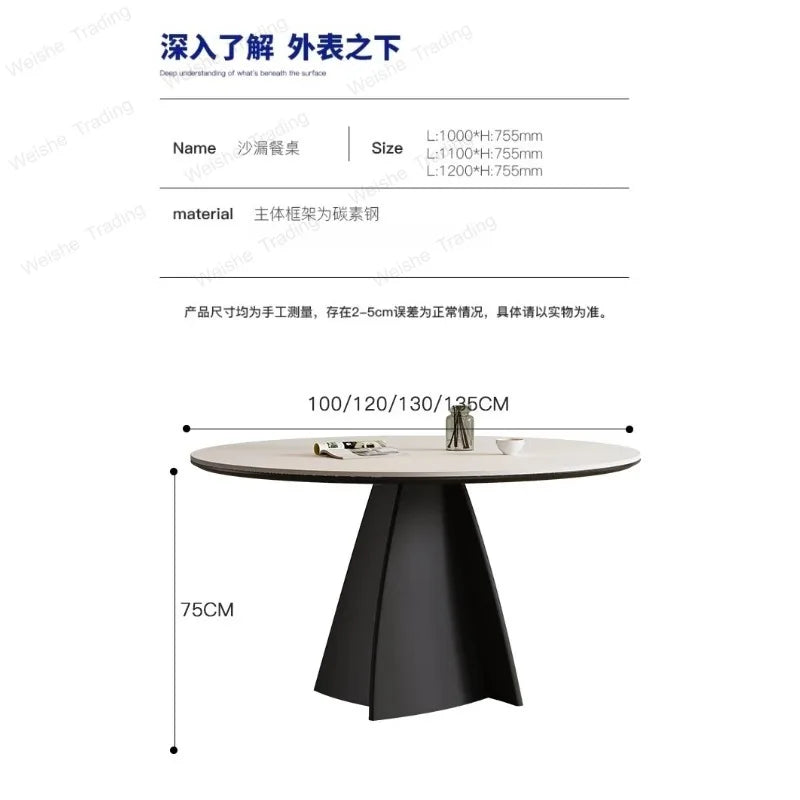 France Rock Plate Dining Tables Black Vintage Simple Modern Round Table Kitchen Dining Room Furnitur
