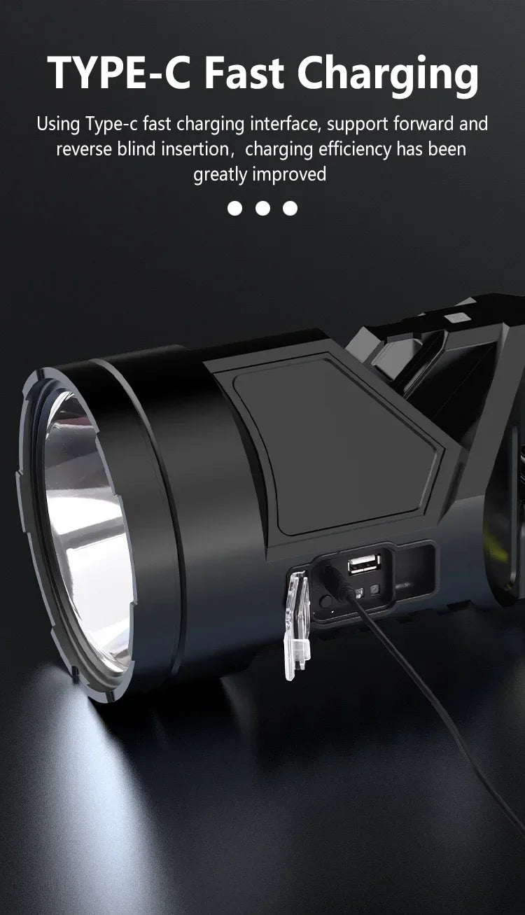 Powerful P70 LED Work Light USB Rechargeable Searchlight Spotlight Portable Flashlight Camping Lantern Torch Floodlight