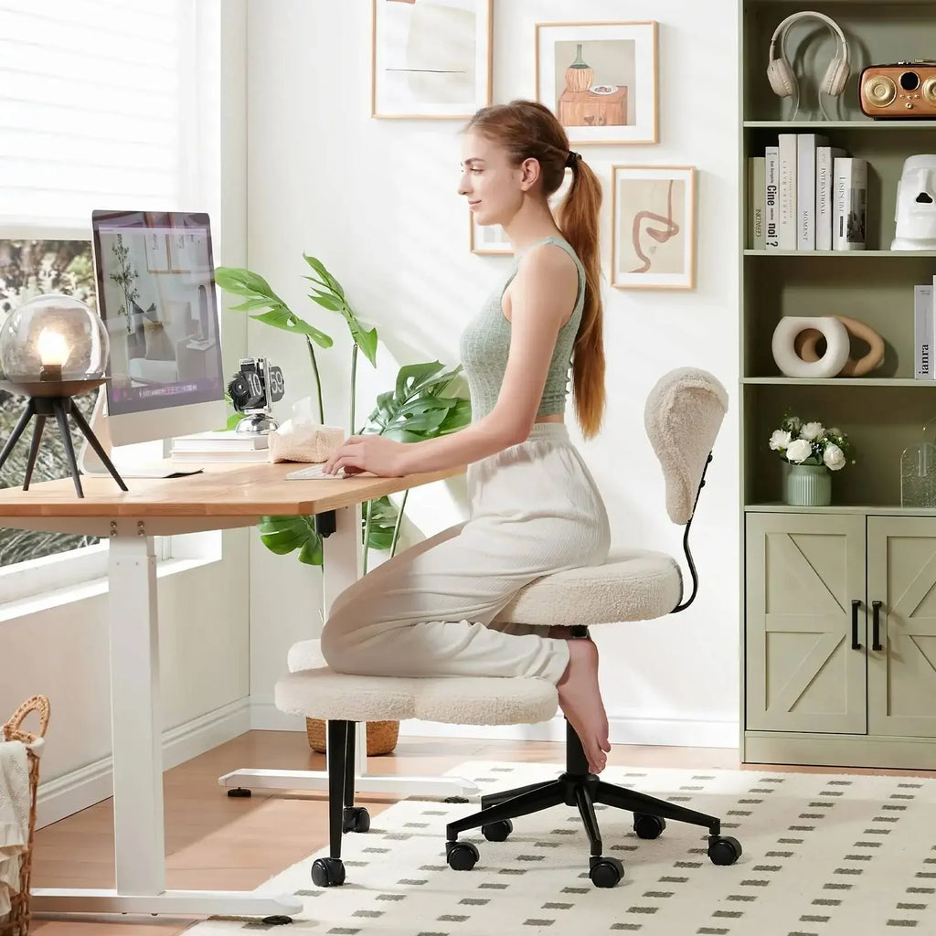 JB Cross Leg Chair - Meditation Chair With Wheels, ADHD Chair, Height Adjustable Seat, Adjustable Footstool