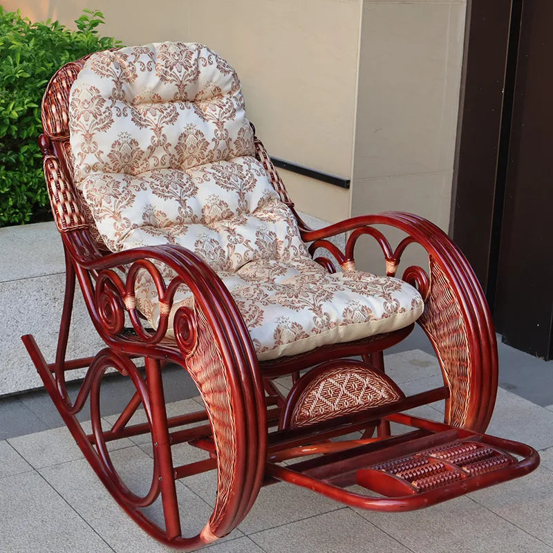 Leisure Lazy Rocking Chair Pastoral Rattan Natural Rattan Homestay Rocking Chair