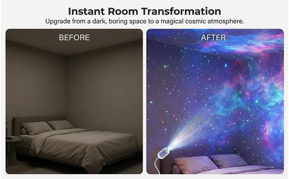 Intelligent Galaxy Ocean Projector 360 adjustable starry holographic night light Bedroom ceiling car home atmosphere lamp gifts