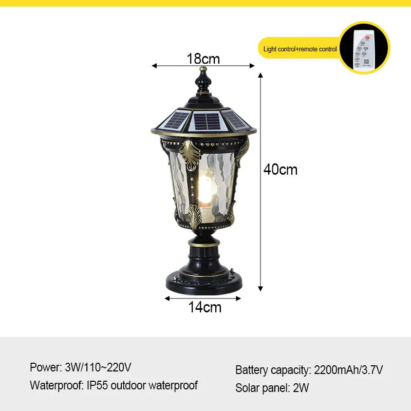 Solar Outdoor Door Post Lights LED Wall Lamps Energy Saving Fence Post Lighting for Courtyard Entrance Garden Lighting