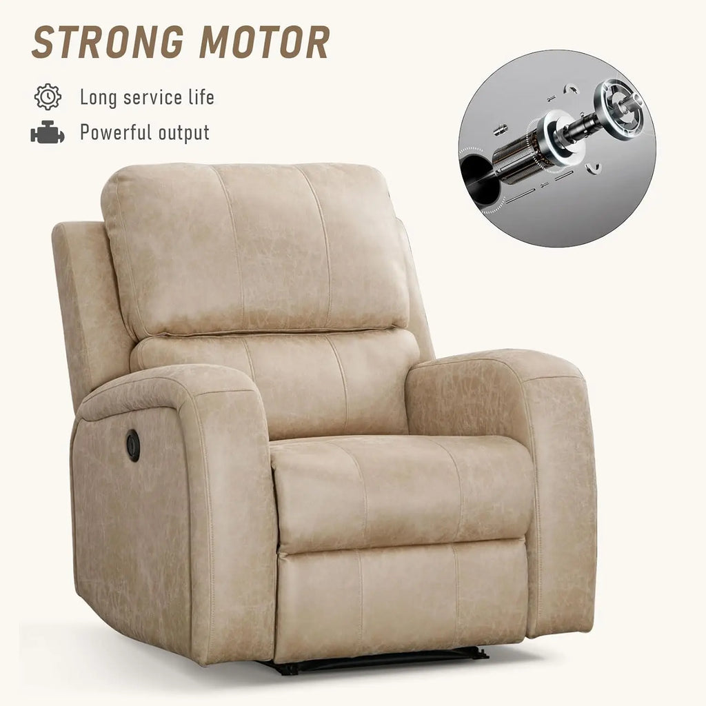 Electric Recliner Chair, Soft PU Leather Power Recliners with Padded Backrest, Single Overstuffed Heavy Duty Reclining, Custom