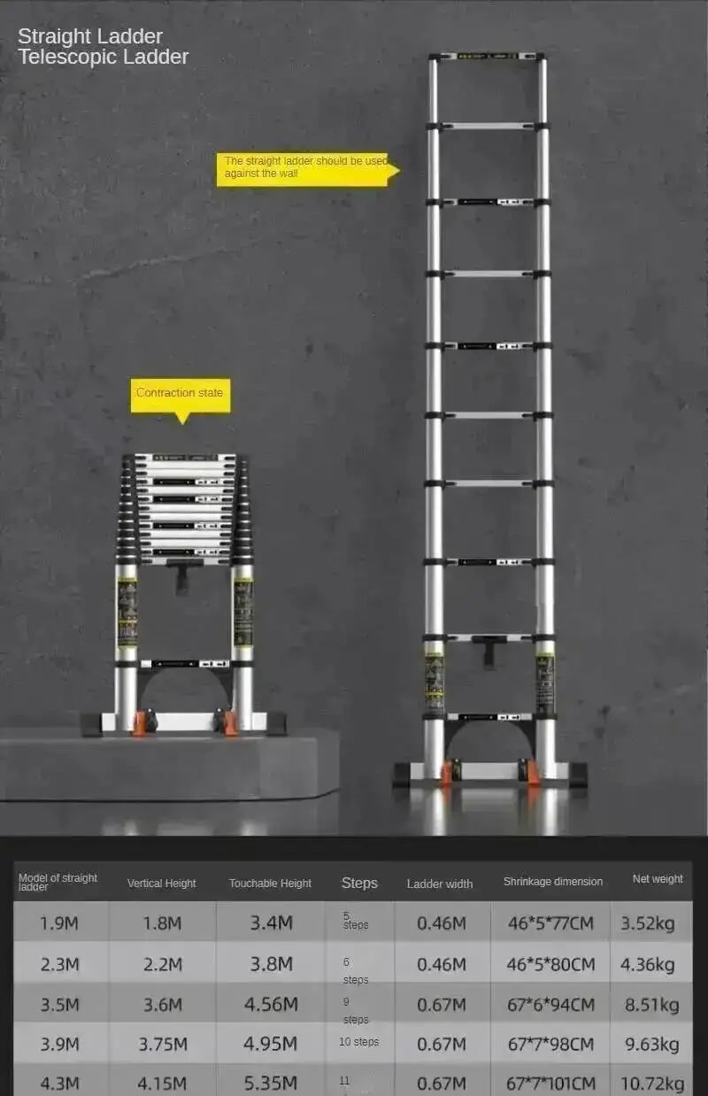 Engineering Multifunctional Aluminum Ladder Step Alloy Stools Home Folding Telescopic Ladder Portable Thick Herringbone Stairs