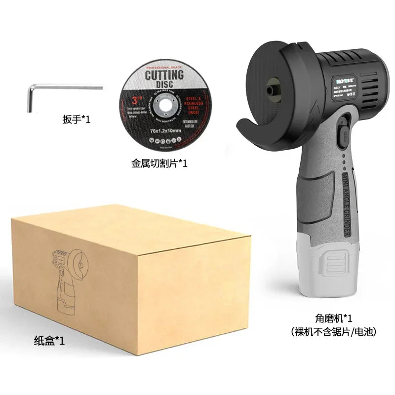 New12V Lithium Battery Mini Angle Grinder Portable Lithium Battery Wireless Small Angle Grinder Grinding Cutting and Polishing M