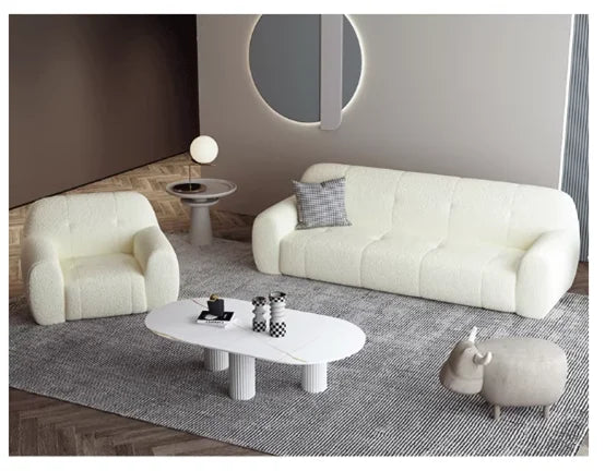 #@ Nordic Creative Light Luxury Fabric Designer Lamb Fleece Sofa Modern Minimalist Living Rooms Hotels Set bedroom soft sofa