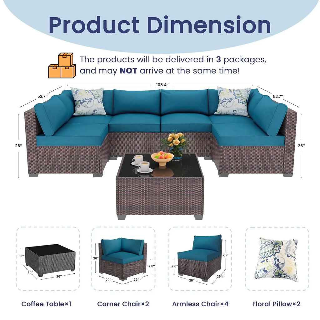 Modern Modular Patio Furniture Set,Sectional Sofa,for Backyard&Garden,8‑Pc, Custom