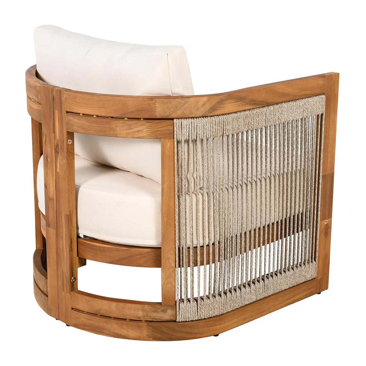 4-Piece Patio Set, All Weather Sectional w/ 2 Chairs, Loveseat & Table, Acacia Wood Outdoor Furniture with Cushions, Customized