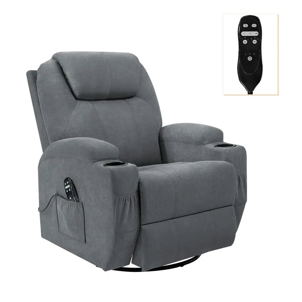 Rocking Chair Recliner Chair with Massage Swivel Ergonomic Lounge Chair Classic Single Sofa with 2 Cup Holders Side Pockets Liv