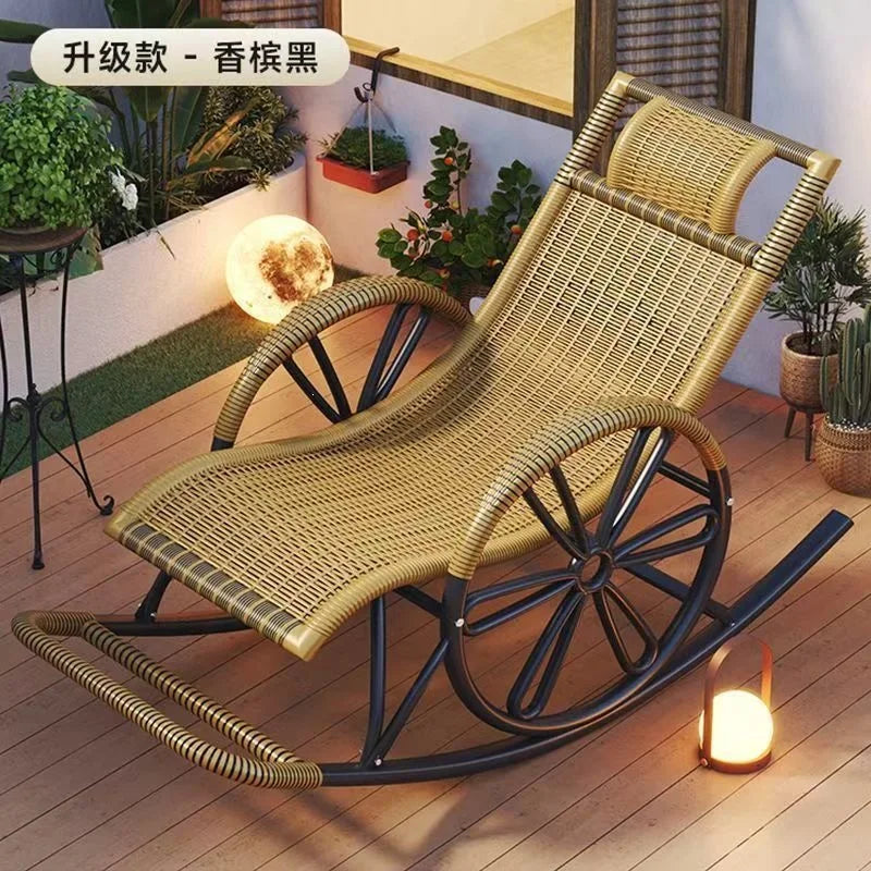 Rocking  Reclining Chair Adult Rattan Lunch Break Balcony Home Leisure Sleeping Living Room Elderly Free Chair