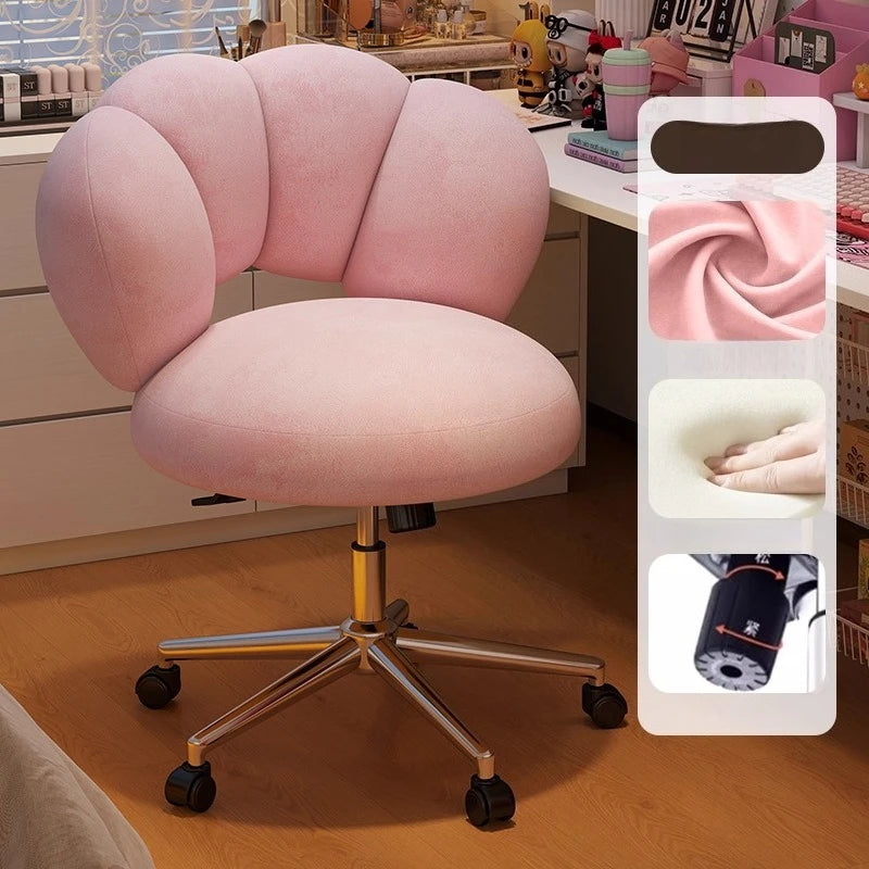 Cream Wind Living Room Chairs Furniture Dressing Stool Rotatable Chair Lamb Wool Small Internet Celebrity Stool Computer Stool