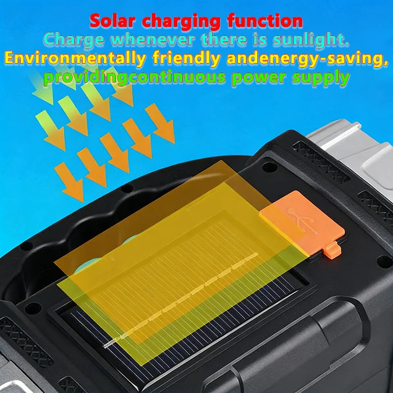 Multifunctional portable Solar handheld lamp side light waterproof multiple lighting mode high power rechargeable LED flashlight