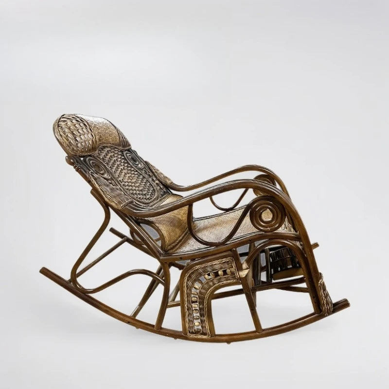 FG good-looking household rattan rocking chair balcony nap recliner new Chinese back chair