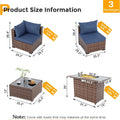 UDPATIO Outdoor Furniture 8-Piece Wicker Patio Set with 44" Fire Pit Table