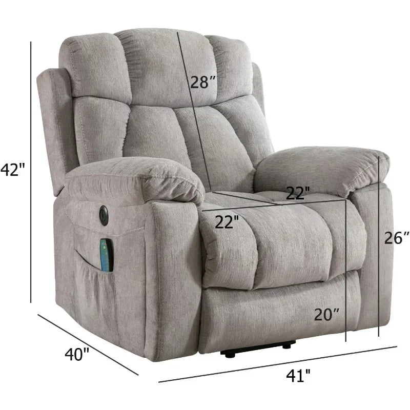 Large Power Lift Recliner Chairs with Massage and Heat for Elderly Big People