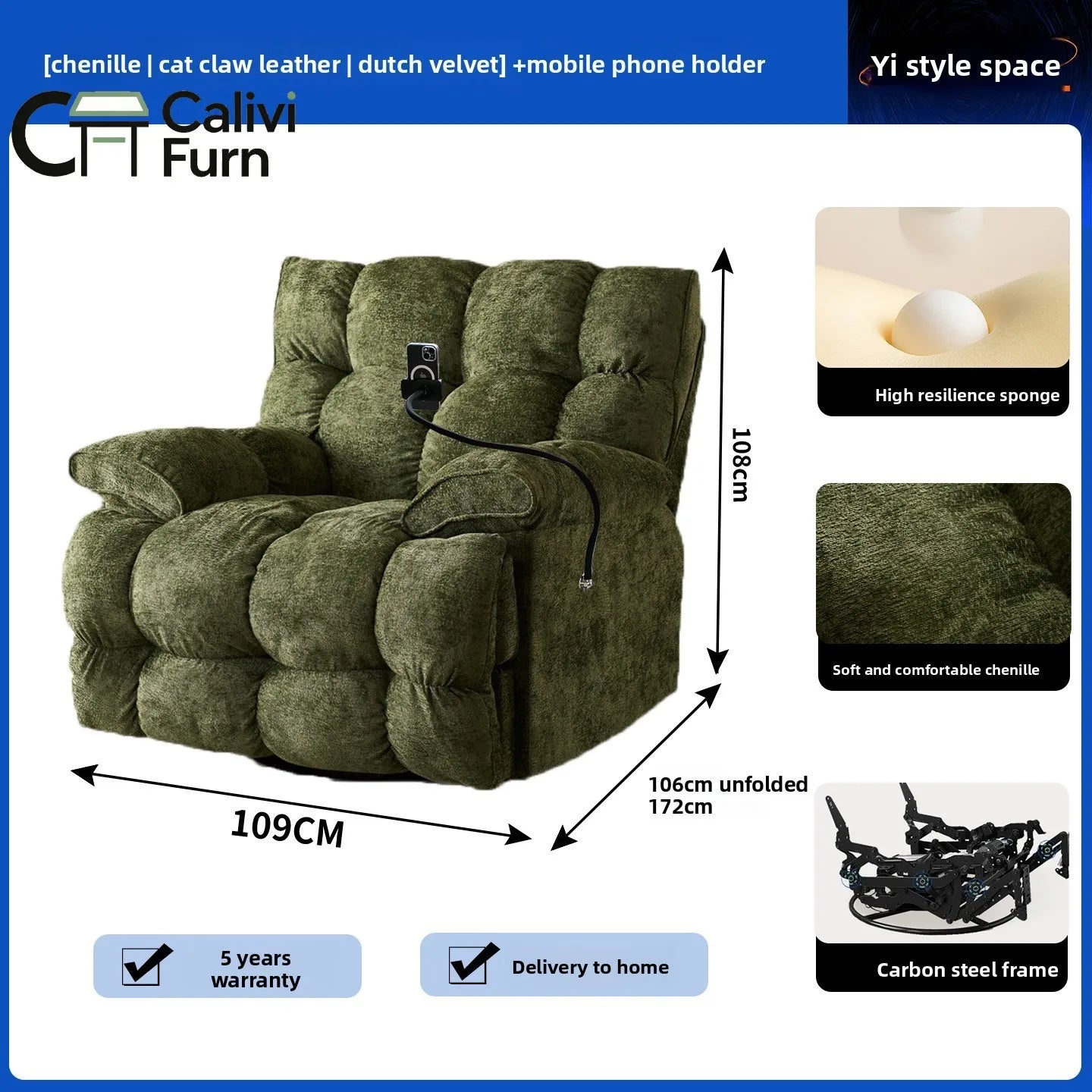 Space Multifunctional Single Sofa Living Room Leisure Cloud Lazy Sofa Sleeping and Reclining Electric Massage Rocking Chair