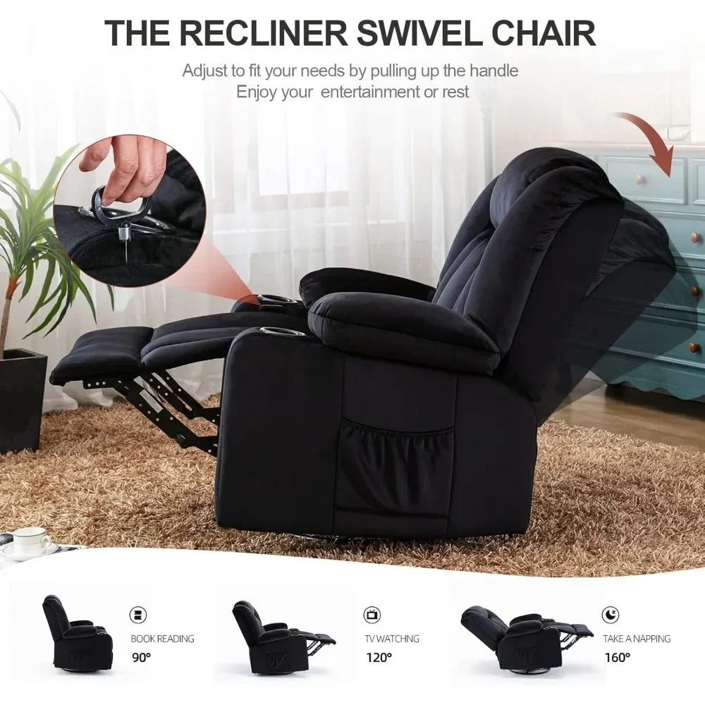 Nordic High Quality Massage Rocker With Heated 360 Lazy Boy Recliner Single Sofa Seat With Cup