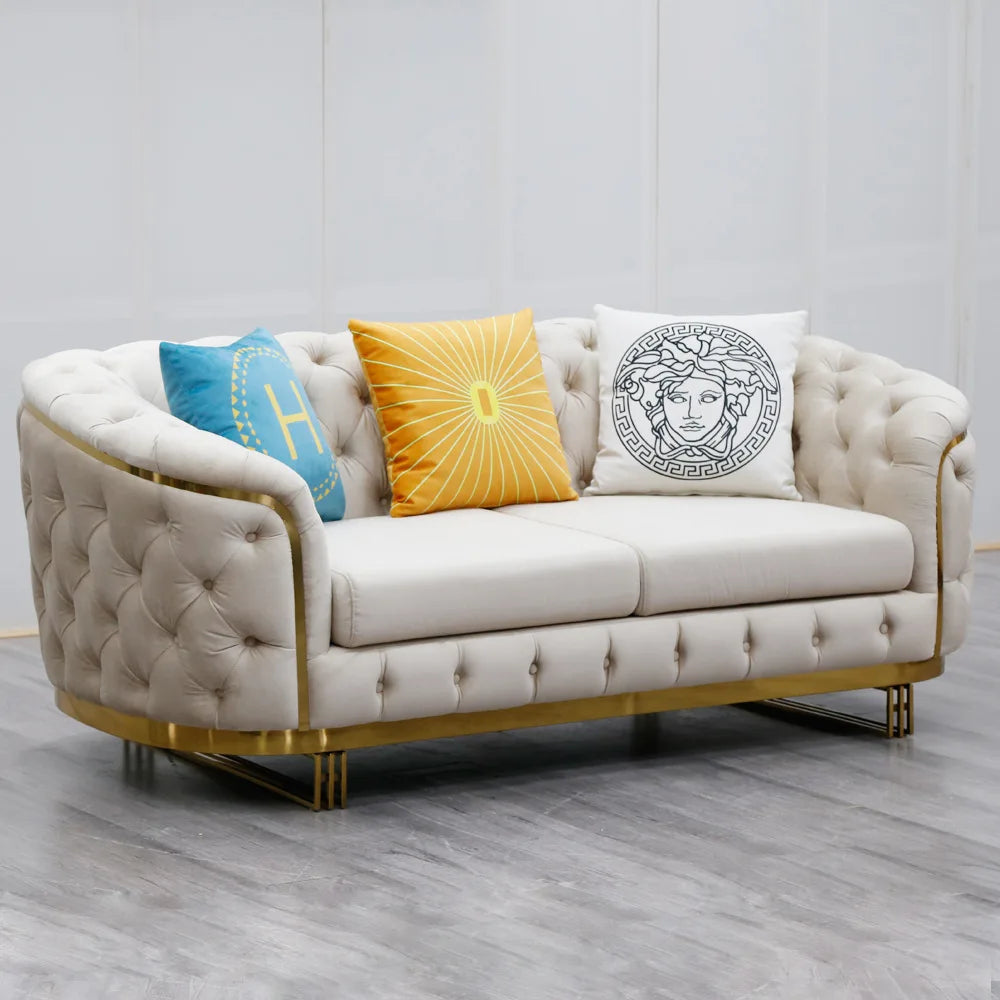 Italian light luxury flannel sofa straight-breasted buckle 123 sofa designer fashion club villa velvet sofa