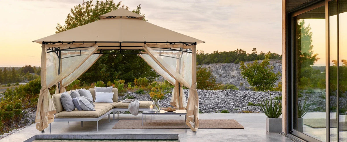 ABCCANOPY Gazebos for Patios 10x12 with Mosquito Netting, Khaki
