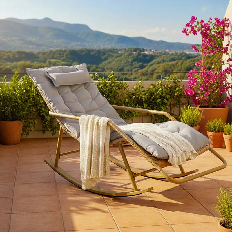 Recliner Living Room Rocking Chair Adult Can Sleep Balcony Indoor Lazy Comfortable Sofa Lunch Break Leisure Chair Rattan