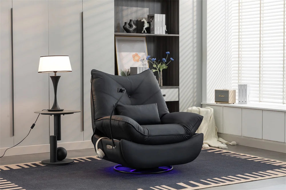 Smart Power Recliner Rocking Chair With LED Strap Swivel Glider Gaming Recliner Gaming Couch Sofa Chair Supplier For Office