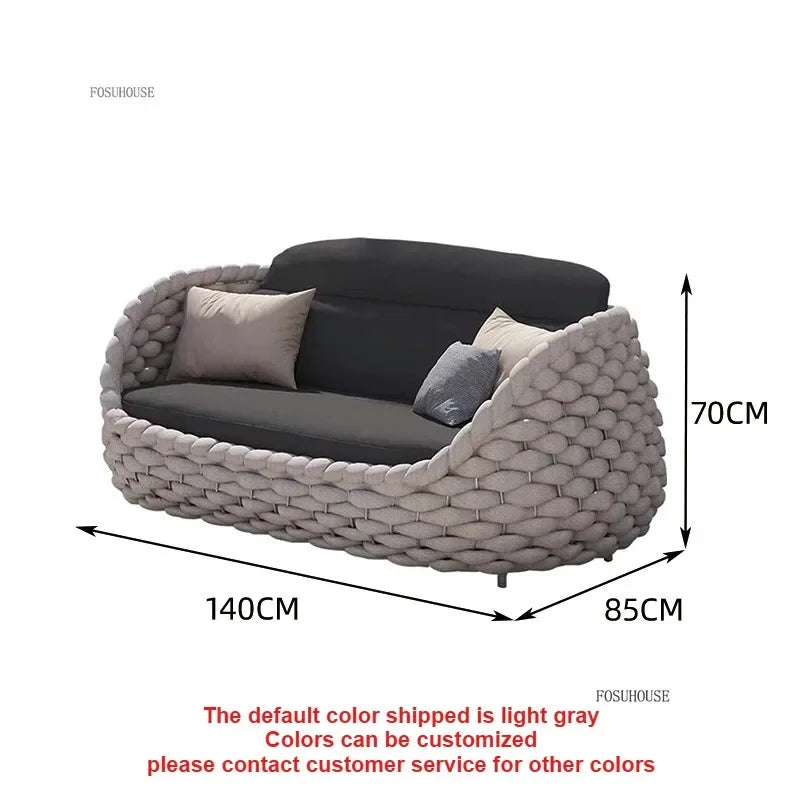 Aluminum Alloy Sofa Set Outdoor Modern Villa Courtyard Rope Weaving Garden Patio Furniture Weather Resistant Nordic Design