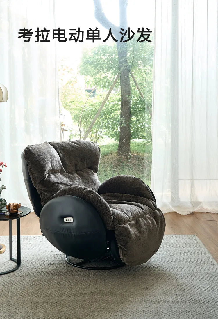 N Retro Electric Single Sofa Chair Designer French Lazy Sofa Balcony Living Room Function Rotating Recliner