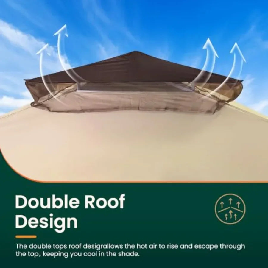 Pop Up Gazebo Canopy Tent, Outdoor Gazebo with Double Ventilated Roof, Waterproof UV Protection Pop Up Canopy with Mosquito Net
