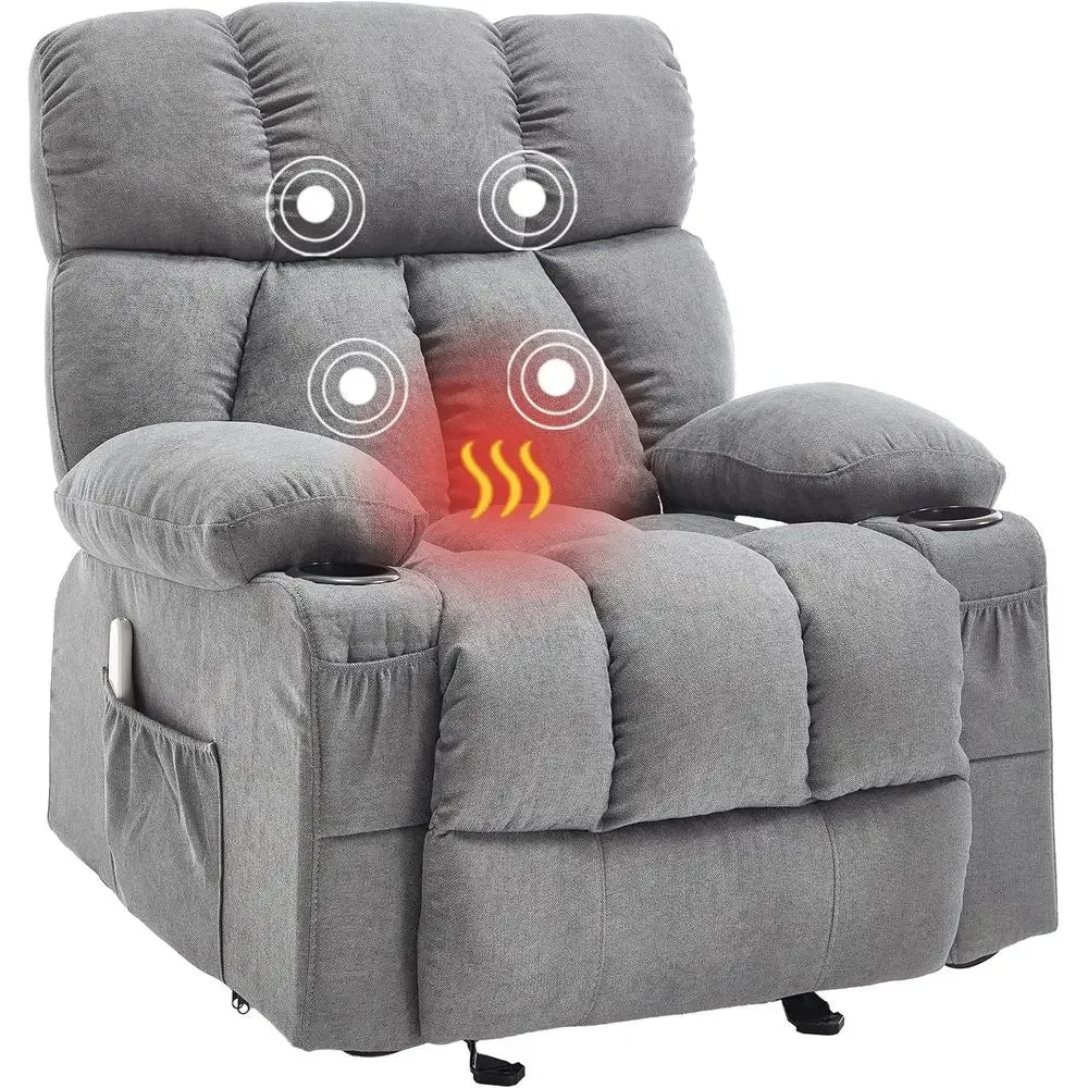 Massage Rocker Recliner Chair with Heat and Vibration Ergonomic Rocking Lounge Chair or Living Room Comy Overstued Recliner with