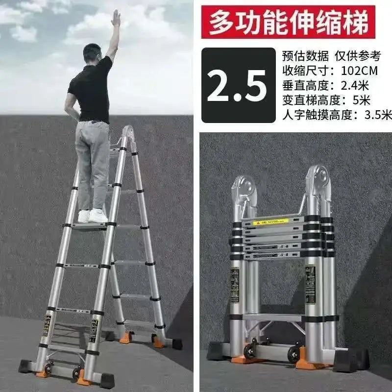 Alloy Telescopic Step Ladder Multi-functional Lifting Engineering Stairs Thickened Herringbone Ladders Folding Stairs