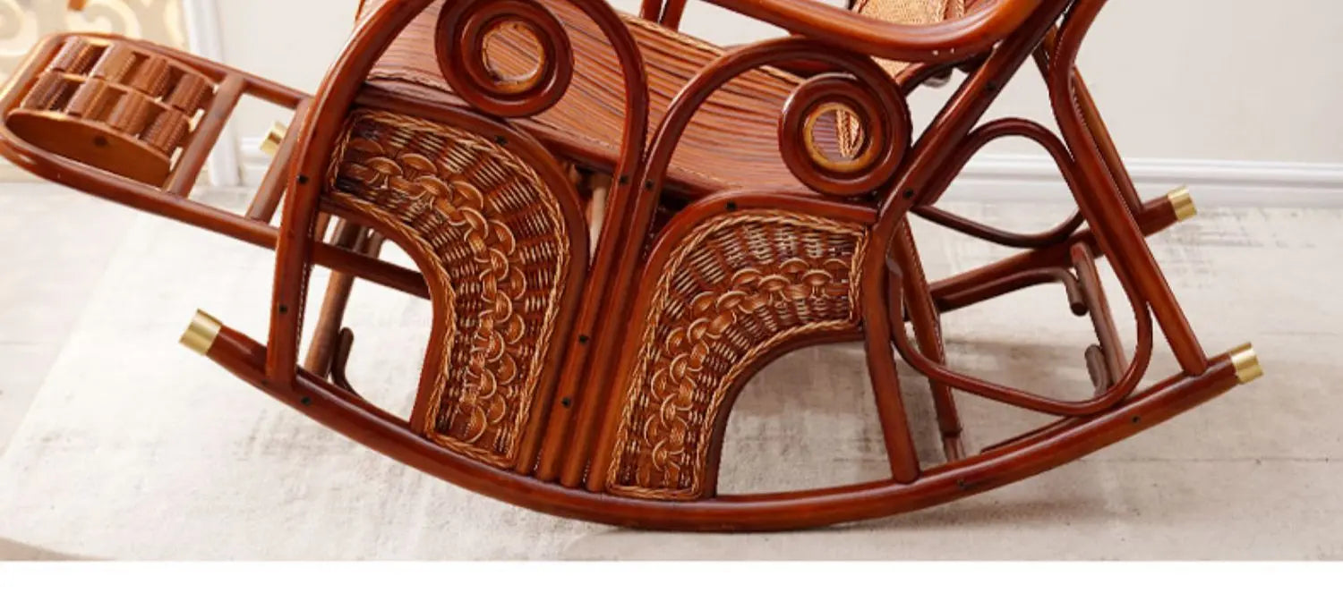 natural true rattan rocking chair recliner sofa single balcony home leisure retro cushion living room