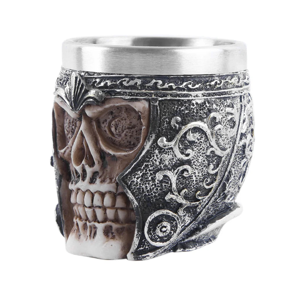 Beer Mug Stainless Steel Skull Mug Double Wall Drinking Mug Metal Insulated Gothic Design Coffee Beer Tankard Mug Halloween Gift