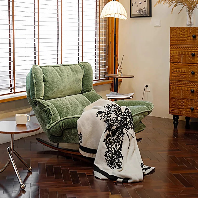 Foldable Recliner Chaise Lounge Chair with Adjustable Seat Single Sofa for Balcony Home Living Room Resting Comfortable
