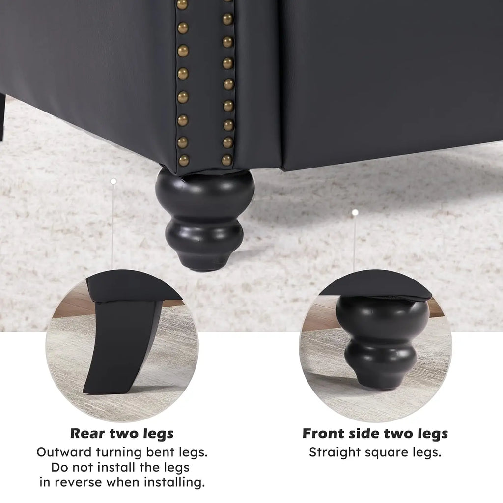 PU Leather Push Back Recliner Armchair with Lumbar Support Overstuffed Foam Wood Legs, Single Sofa for Living Room, Customized