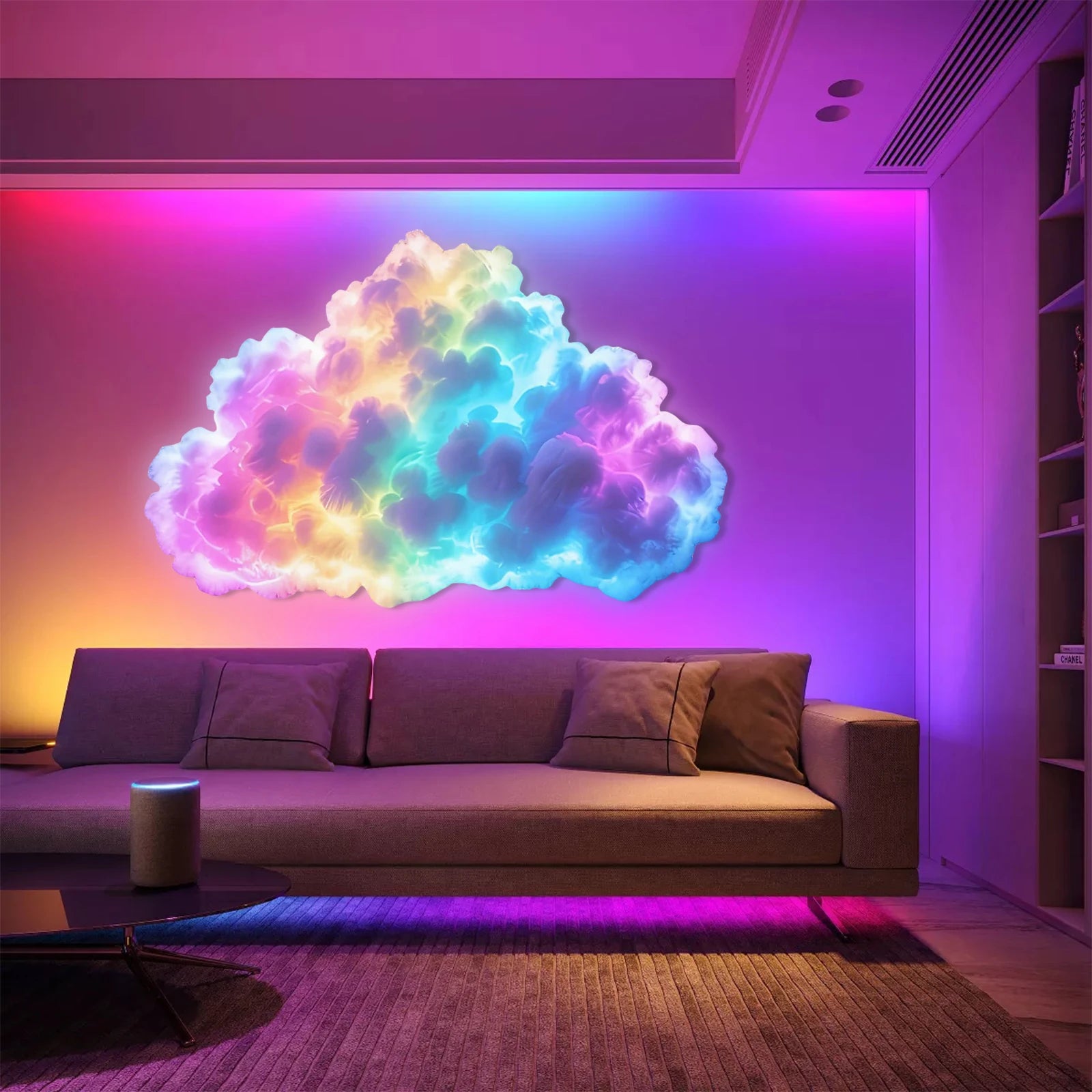 LED 3D Cloud Dynamic Lighting Lamp USB Multicolor Ambience Lights Adjustable Creative Atmospheric Ceiling Light for Home Decor
