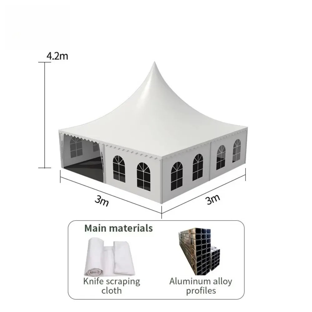Portable Aluminum Pagoda Event Tent, Durable Outdoor Shelter for Trade Exhibition Booth, Vendor Market and Corporate Gathering