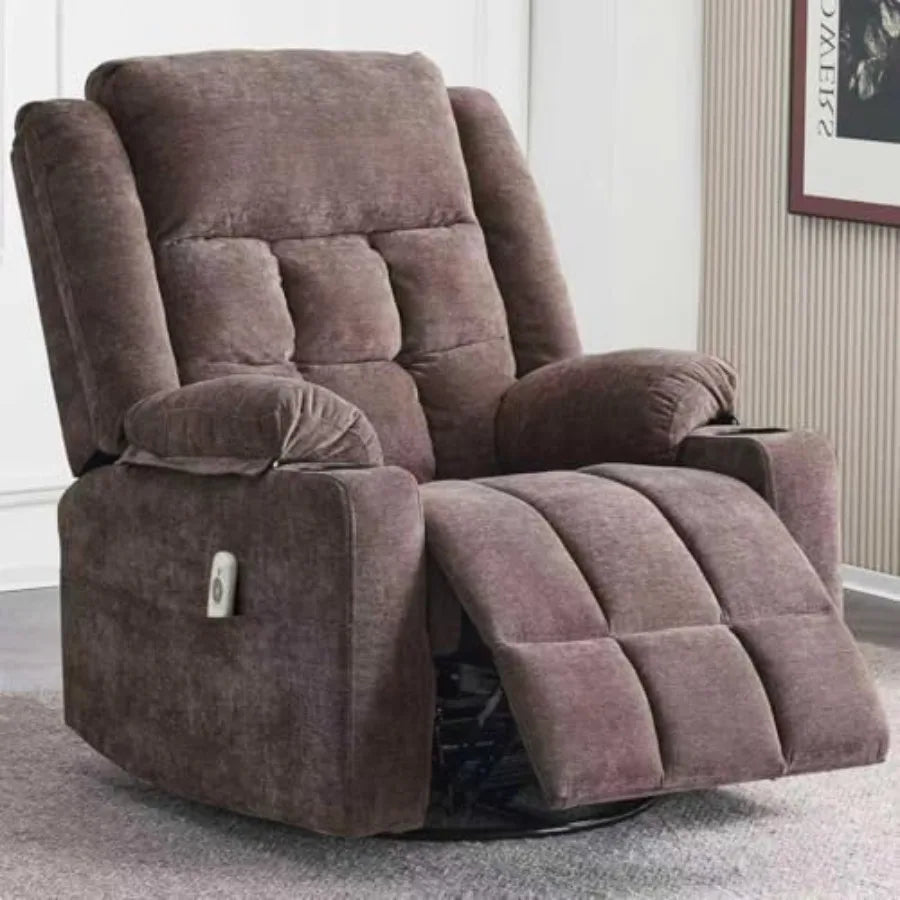 Power Swivel Rocker Recliner Chair for Adults with Massage and Heat, USB and Type-C Ports, Infinite Position, Electric Glider R