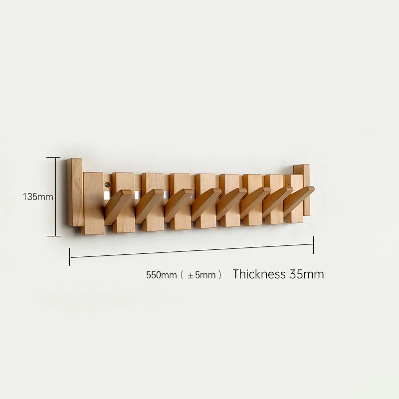 Walnut Wood Coat Rack Hook Wall-Mounted Hidden Decoration Hook Hanger Foldable Bedroom Closets Wooden Wall Shelf Home Decor