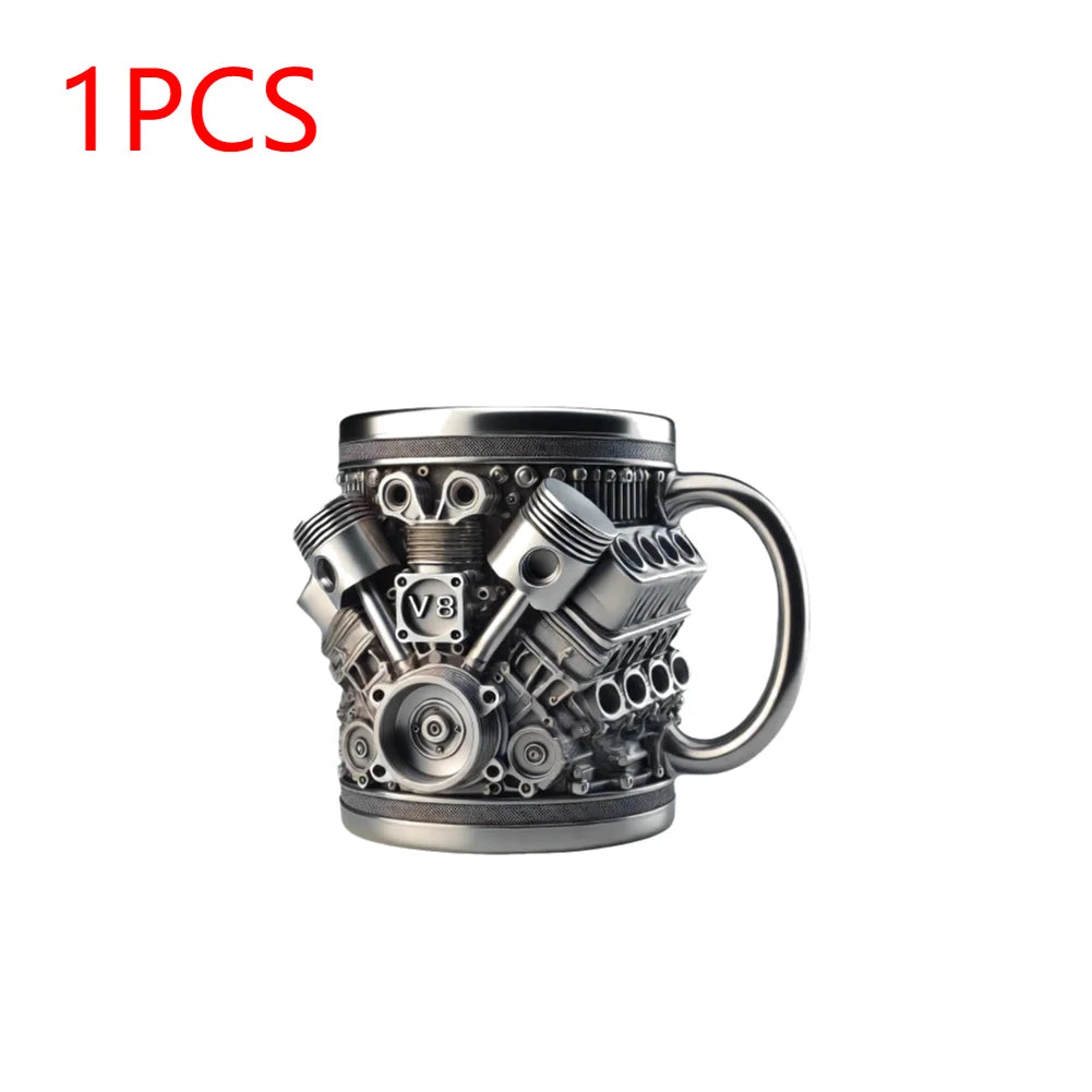 1/2Pcs Unique Car Engine Coffee Cup Stainless Steel Cocktail Beer Mug Tea Cup Gifts for Men Car Lovers For Home And Office Bar