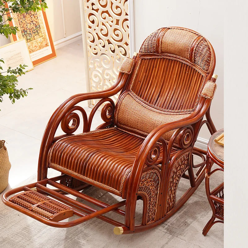 Natural rattan rocking chair adult sofa household cushion living room