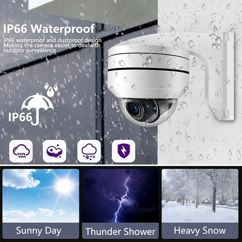 4K 8MP Outdoor POE PTZ IP Camera 12X Optical Zoom CCTV Surveillance Camera 100m IR Night Vision AI Human Detection RTIF ONVIF