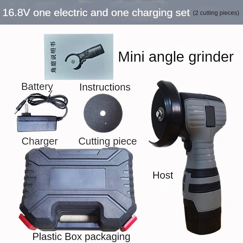 16.8V Portable Mini Cordless Angle Grinder Lithium Battery Powered Polishing Machine Diamond Cutting Power Tool for Grinding