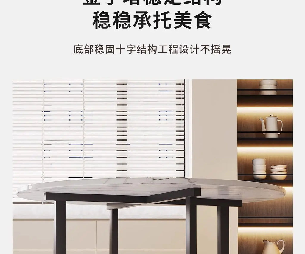 Folding telescopic dining table, living room folding large roundtable, multi-functional 20-person household diningtable, foldi