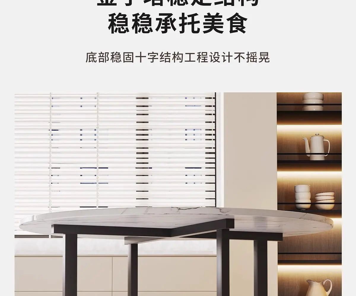 Folding telescopic dining table, living room folding large roundtable, multi-functional 20-person household diningtable, foldi