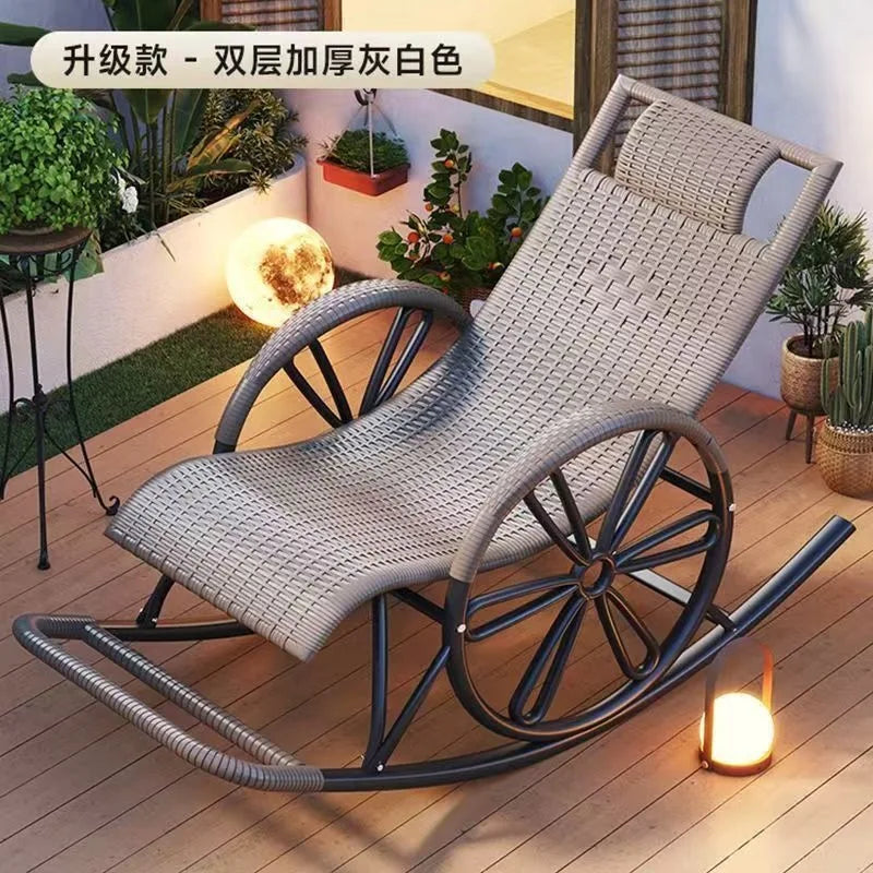 Rocking  Reclining Chair Adult Rattan Lunch Break Balcony Home Leisure Sleeping Living Room Elderly Free Chair