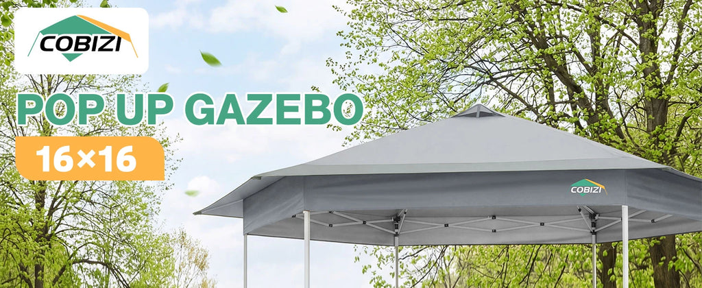 16x16 Pop Up Gazebo on Clearance Mosquito Netting Gray