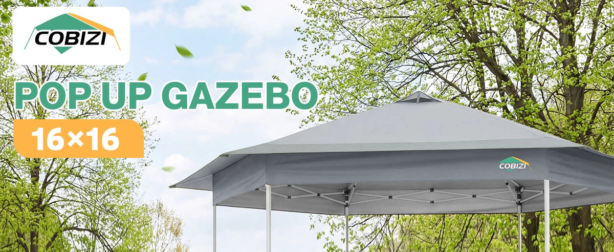 16x16 Pop Up Gazebo on Clearance Mosquito Netting Gray