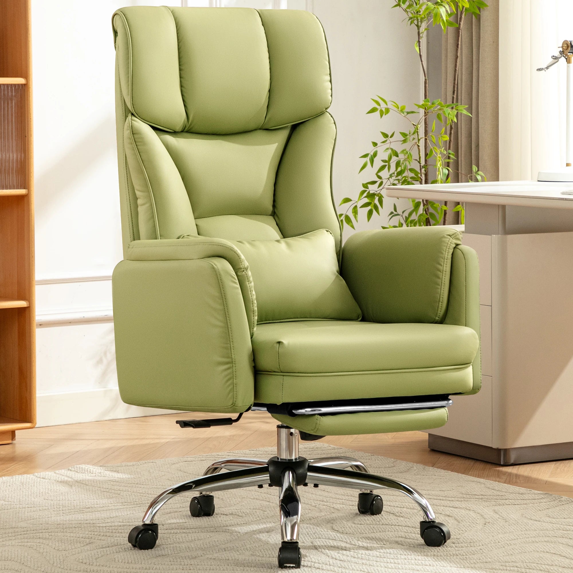 KERDOM 500lbs Big and Tall Office Chair with Flip Armrests and Wide Seat, Home Office Desk Chairs with Adjustment Lumbar Support, for Pets and Cross Legged Sitting, Headrest PU Leather Executive Chair, Metal Base & Quiet Rubb