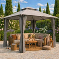 Gazebo Eavy Duty Gazebos with Improved Curtains Outdoor Double Roof Patio with Metal Steel Frame Outdoor Canopy for Patio, Deck