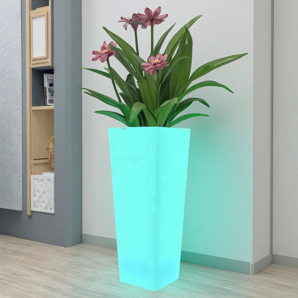 LED Glowing Rechargeable Flower Pot Outdoor LED Luminous Planter Pots with Floor LED Lighting for Garden Decor Planting